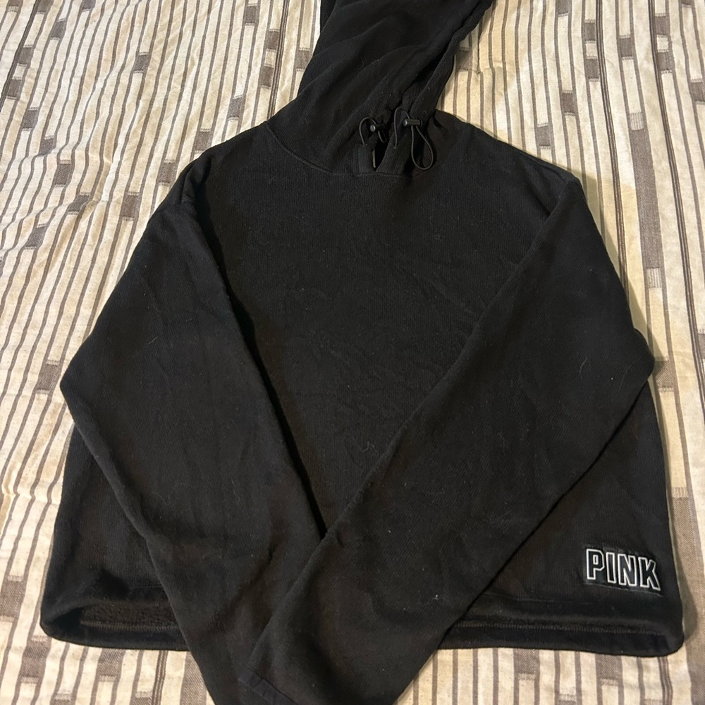 PINK Victoria's Secret Cropped Black Hoodie